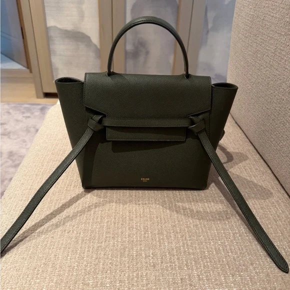 Celine Nano Olive Green Belt Satchel Bag - Picture 9 of 10